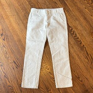 Anthropologie Cream Textured Cropped Ankle Pants